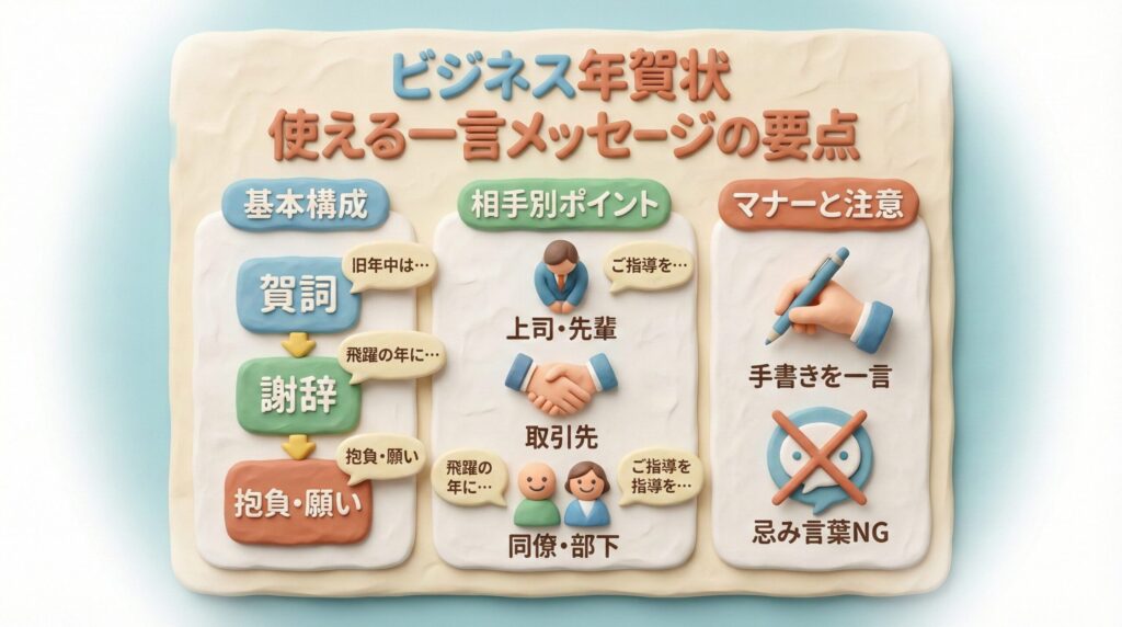 ビジネス年賀状使える一言メッセージの要点