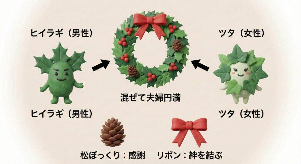 リースの素材に隠された秘密(植物たちのメッセージ)