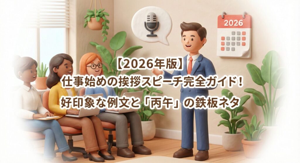 【2026年版】仕事始めの挨拶スピーチ完全ガイド！好印象な例文と「丙午（ひのえうま）」の鉄板ネタ