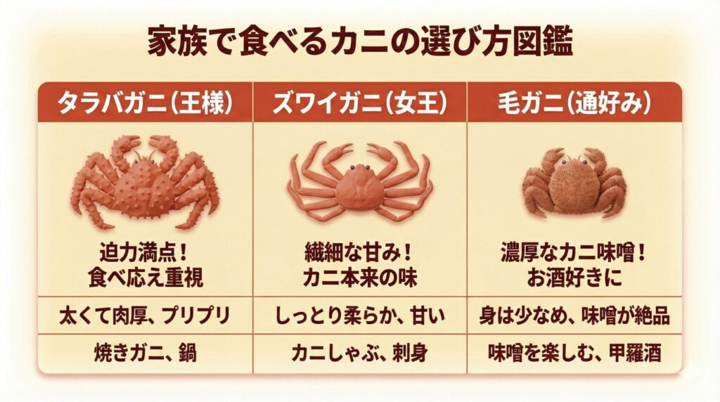 失敗しない！ 家族で食べるカニの選び方（初心者向け図鑑）