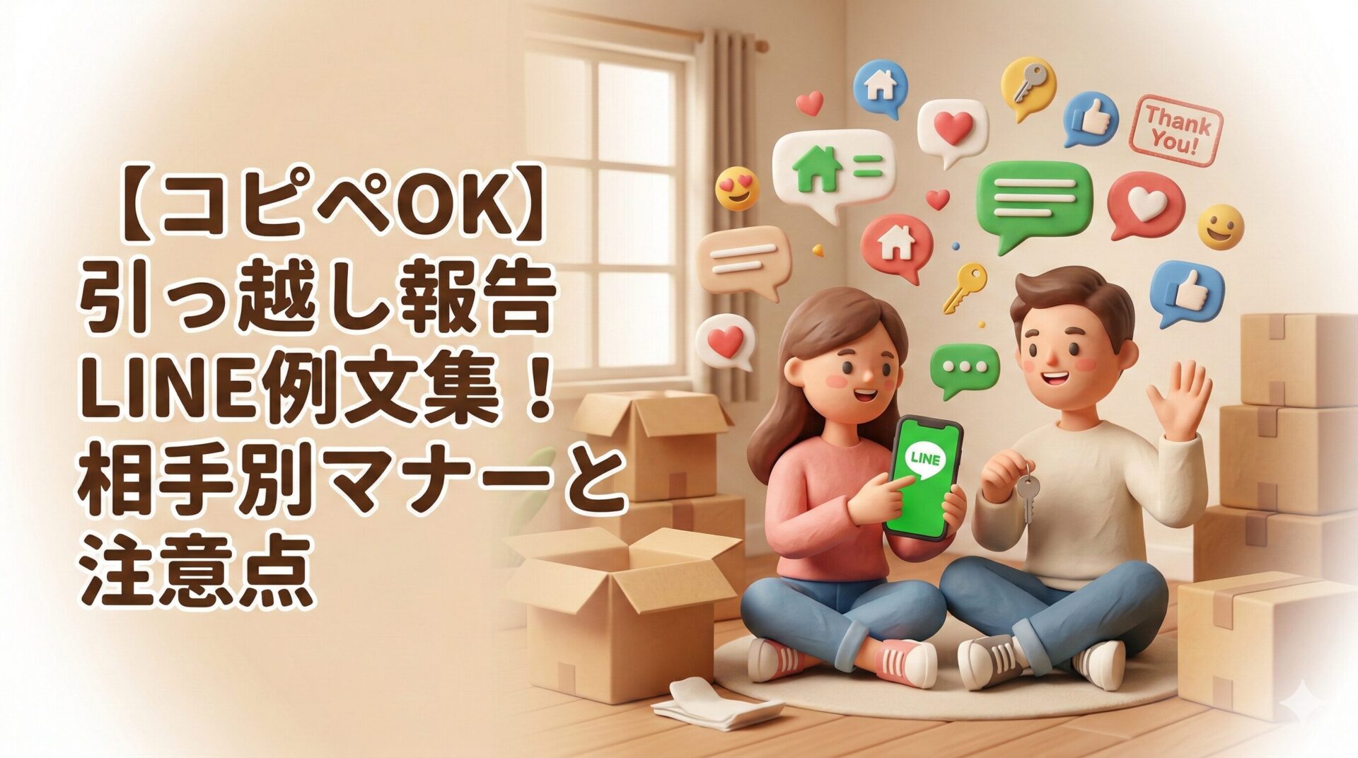 【コピペOK】引っ越し報告LINE例文集!相手別マナーと注意点