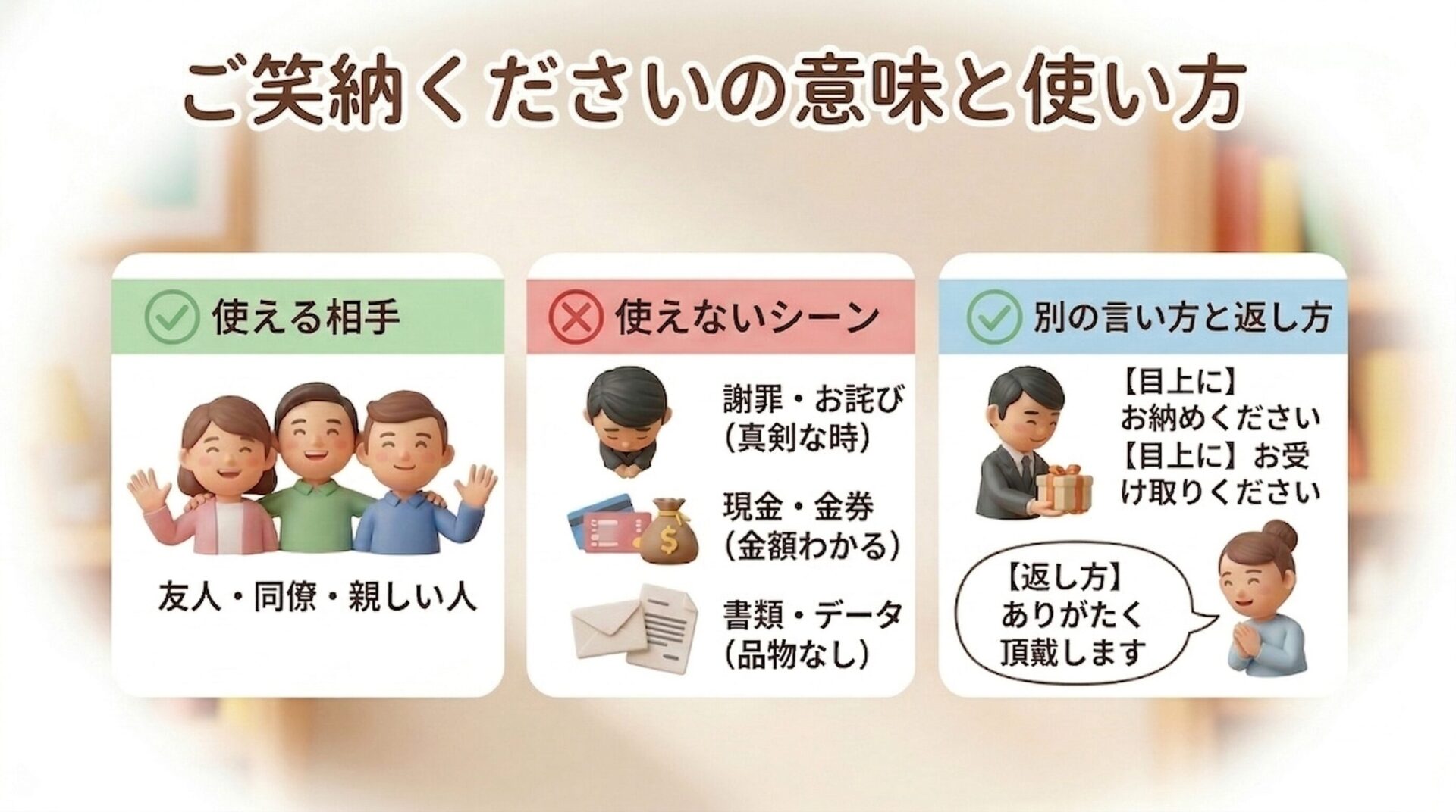 「ご笑納ください」の意味と正しい使い方は？目上の人に失礼な理由と言い換え例文