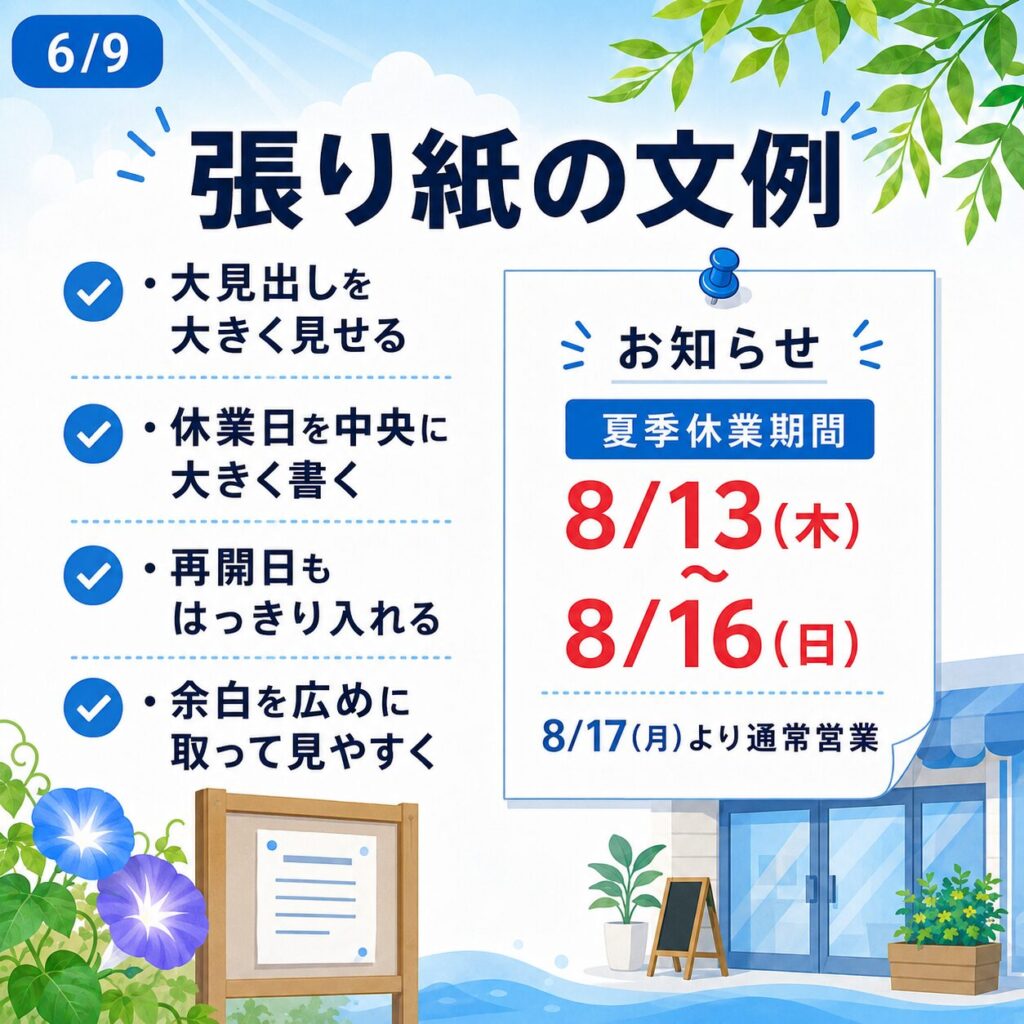 【2026年最新】夏季休暇・お盆休みのお知らせ文例集!メール・張り紙・SNS用コピペテンプレート