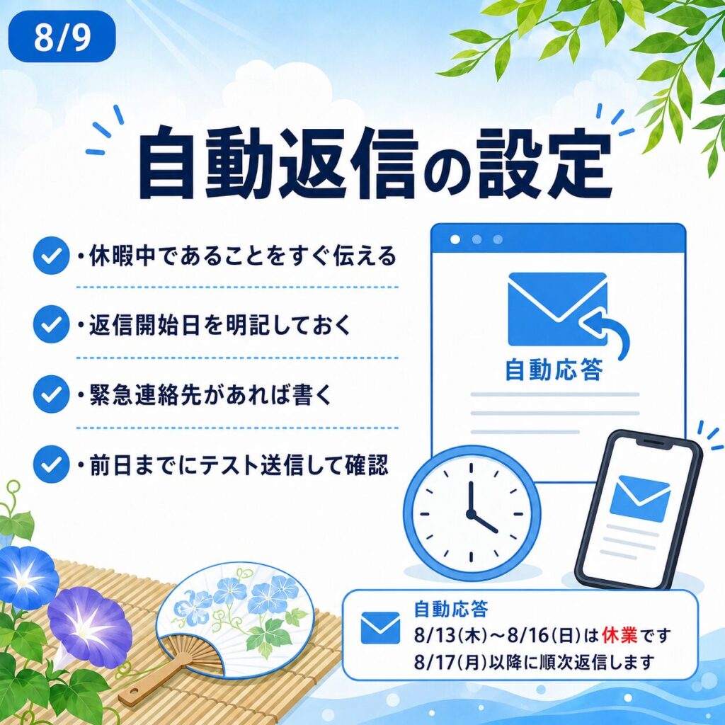 【2026年最新】夏季休暇・お盆休みのお知らせ文例集!メール・張り紙・SNS用コピペテンプレート