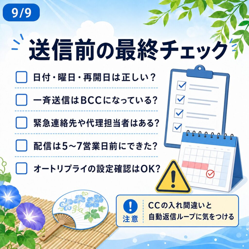 【2026年最新】夏季休暇・お盆休みのお知らせ文例集!メール・張り紙・SNS用コピペテンプレート