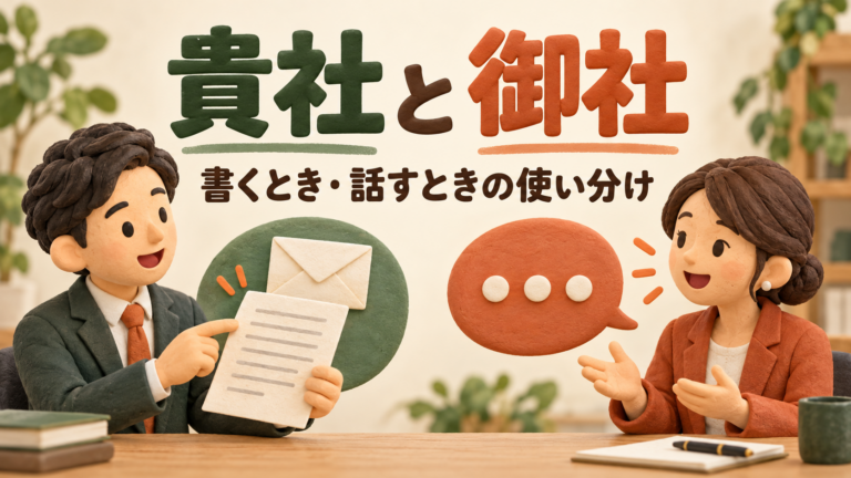 メールの書面と会話を比べる会社員のイラスト