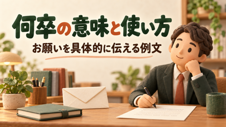 依頼の文面を考えながら手紙を書く会社員のイラスト